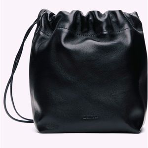 Jil Sander Canvas and Black Leather Dumpling Bag